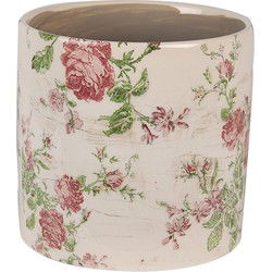 Clayre & Eef Bloempot Beige Roze Keramiek Bloemen