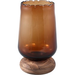 PTMD Jessey Brown glass vase on wooden foot S