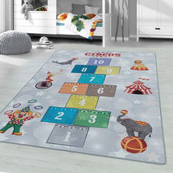 Kindervloerkleed - Hinkelspel- Grijs - 120x170 cm