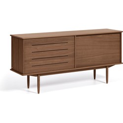 Kave Home - Carolin walnotenhouten fineer dressoir met 2 deuren en 1 lade, 180 x 83,8 cm