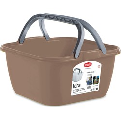 Stefanplast Wasmand/draagmand/teil met hengsel - kunststof - 13 Liter - cappuccino - 35 x 35 x 18 cm - Emmers