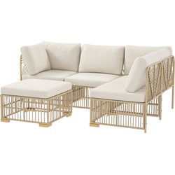 5-delige Tuinmeubelset, 2 Hoekstoelen, 2 Middelstoelen, Voetenbank/Tafel