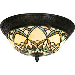 Lumilamp Plafondlamp Tiffany Beige Blauw Glas