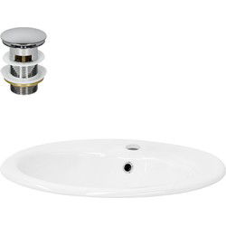 Wastafel incl. zilverkleurige waste met overloop 57x48,5x19,5 cm wit keramiek ML design