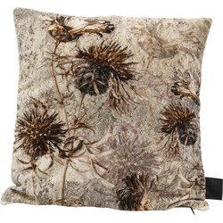 PTMD Lazzy Grey cotton velvet cushion dried flowers S