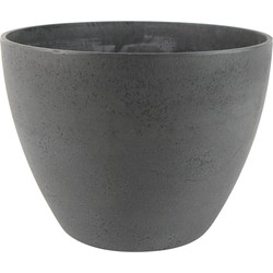 Bloempot/plantenpot van gerecycled kunststof donkergrijs D29 en H22 cm - Plantenpotten