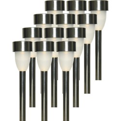 12x Buitenlamp/tuinlamp Nova 26 cm RVS op steker - Prikspotjes