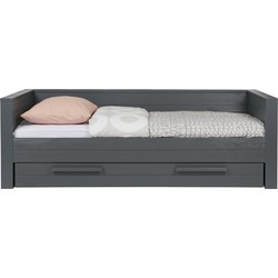 WOOOD Bedbank Excl Lade Dennis - Grenen - Staal Grijs - 219x73x101