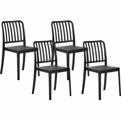 SERSALE  - Tuinstoel set van 4 - Zwart - Kunststof
