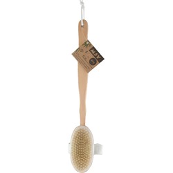 MSV Bad/douche scrub borstel - FSC bamboe - 42 cm - ophanglus - afneembare borstel - Badkameraccessoireset