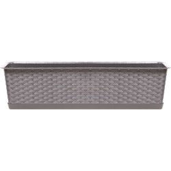 Prosperplast Ratolla plantenbak/bloembak - taupe - 12L - 70 x 17 x 15 cm - Met opvangschotel - Plantenbakken