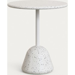 Kave Home - Saura tafel van wit terrazzo met wit terrazzo blad 75 x Ø70