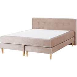 Beliani MARQUISE - Tweepersoonsbed-Beige-Fluweel