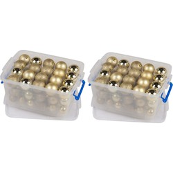 3x Opbergboxen met in ieder 70 gouden kerstballen - Kerstbal