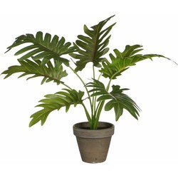 Mica Decoration kunstplant Philodendron - groen - H30 en D27 cm - Kamerplant - Kunstplanten