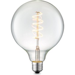 Edison Vintage LED filament lichtbron Globe - Helder - G125 Spiraal - Retro LED lamp - 12.5/12.5/17cm - geschikt voor E27 fitting - Dimbaar - 4W 280lm 3000K - warm wit licht
