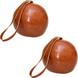 Esschert Design Deurstopper leer - 2x - 16 x 14 cm - 1200 gram - Bruin - Deurstoppers