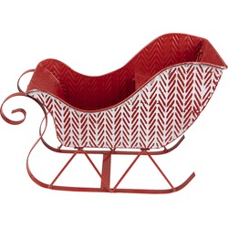 Clayre & Eef Kerstdecoratie Slee 32x15x24 cm Rood Wit Metaal