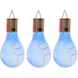 3x Buitenlampen/tuinlampen lampbolletjes/peertjes 14 cm blauw - Buitenverlichting