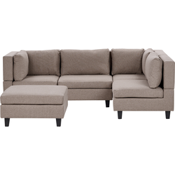 UNSTAD - 4-zitsbank met ottomaan - Bruin - Linkszijdig -  Polyester