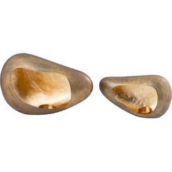 PTMD Windlicht Belema - 45x16x26 cm - Ijzer - Goud