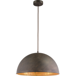 Bruine hanglamp industrieel met een gouden binnenkant | Woonkamer | Eetkamer