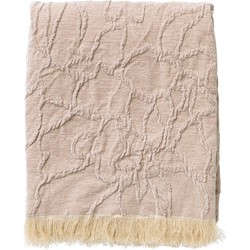 Dutch Decor FLORINE - Plaid 140x180 cm - met ingeweven patroon - effen kleur met franjes - Pumice Stone - beige - Dutch Decor