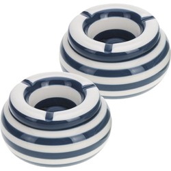 2x stuks donkerblauw met wit gestreepte asbakken 11 cm - Asbakken