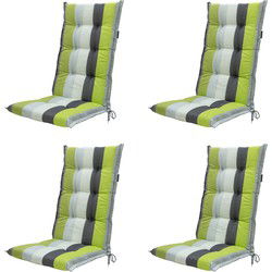 Madison -  Tuinstoelkussen Hoge Rug Victoria green - Ca. 123x50 cm - Set van 4