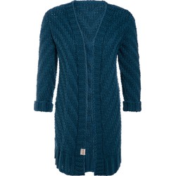 Knit Factory Sally Gebreid Dames Vest - Petrol - 40/42 - Grof gebreid