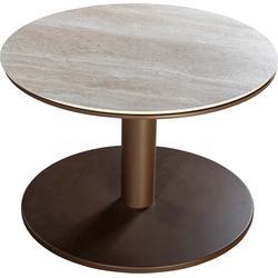 Millor side table dia. 60x45 cm aluminium bronze/travertin