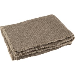 J-line - Plaid Gerafelde Randen Katoen/polyester Taupe - 180x130x1cm