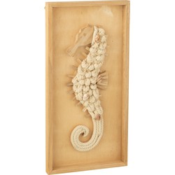 J-line - Wanddecoratie Zeepaardje Hout Naturel - 30x3.5x60cm