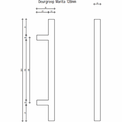 Deurgreep Marita - staal - 128 mm - Modern - Handgreep - Kastgreep - Ladegreep