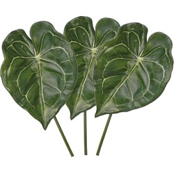 3 stuks Groene Anthurium tak 67 cm - Kunstbloemen