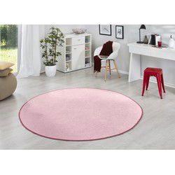Rond Uni Laagpolig Effen Vloerkleed - Fancy - Roze - 200cm rond Ø