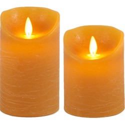 Set van 2x stuks oker geel Led kaarsen met bewegende vlam - LED kaarsen