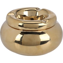 Home & Styling Storm Asbak Marbella - Kunststeen - D11 x H6 cm - metallic goud - voor binnen/balkon - Asbakken