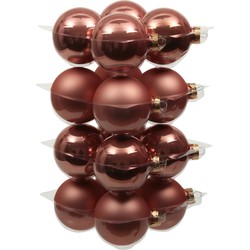 Othmar Decorations Kerstballen - 16x st - koraal roze - 8 cm - glas - Kerstbal