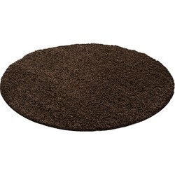 Tapijtenloods Basic Rond Shaggy vloerkleed Bruin Hoogpolig- 160 CM ROND