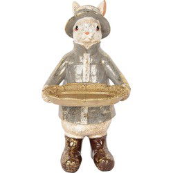 Clayre & Eef Decoratie Beeld Konijn Beige Kunststof