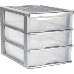PlasticForte Ladeblok organizer - 3 lades - grijs - 35,5x27x26 cm - Ladeblok