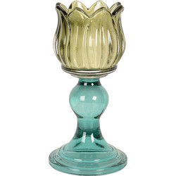 Clayre & Eef Waxinelichthouder Groen Glas