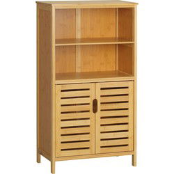 4good Kleankin Bamboe Badkamerkast 2 deuren en legplanken 29x50x92 cm