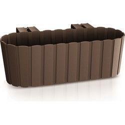 Balkon plantenbak/bloembak - met haken - kunststof - bruin - 38 cm - Plantenbakken