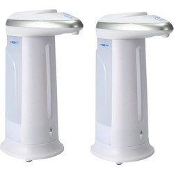 2x stuks zeep/geldispensers met sensor wit 330 ml - Zeeppompjes