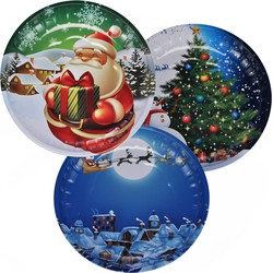 6x stuks kunststof kerst kinderbordjes/borden met kerst print 26 cm - Bordjes