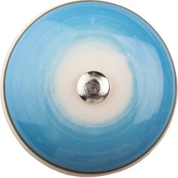 Clayre & Eef Deurknop  Ø 4 cm Blauw Keramiek Rond Meubelknop