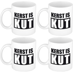 Set van 4x stuks kerst is kut cadeau mokken/bekers Kerstmis / kerstcadeau 300 ml - Bekers