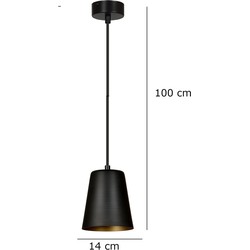 Keemi zwart met witte hanglamp konisch 1x E27
